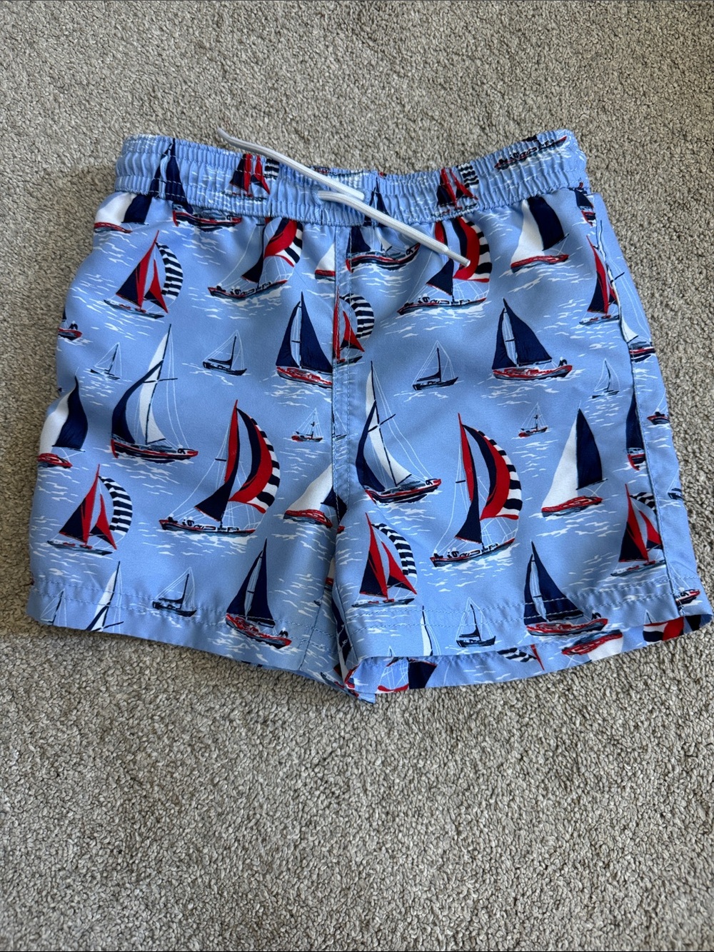 Janie and Jack Light Blue Sailboat Print Swim Trunks
